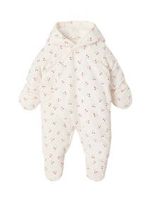 Baby Winteroverall mit Kirschen-Motive und Kapuze, Fleecefutter