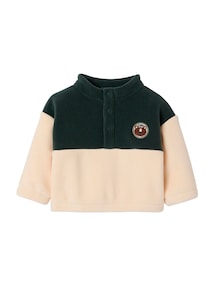 Fleecejacke mit Stehkragen und Bär-Aufnäher Baby