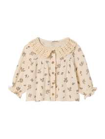 Gemusterte Baby Bluse mit gehäkeltem Kragen