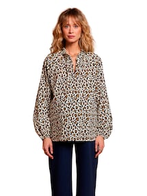 Umstandsbluse mit weiten Ärmeln in Leo-Print