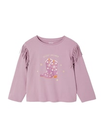 Mädchen Shirt mit Fransen und Cowboy-Boots-Motiv