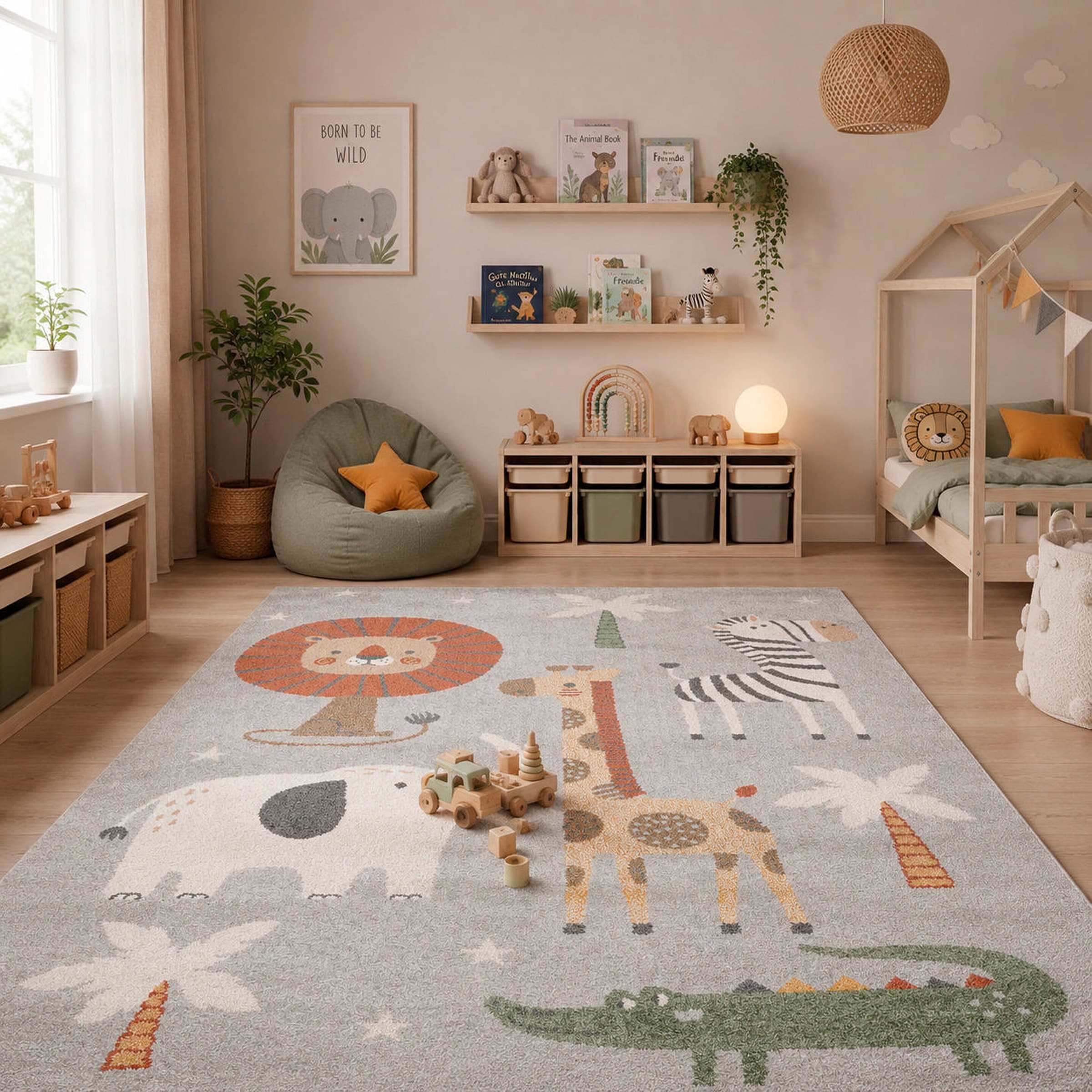 Pergamon Kinder Teppich Softstar Kids Safari Animal Friends