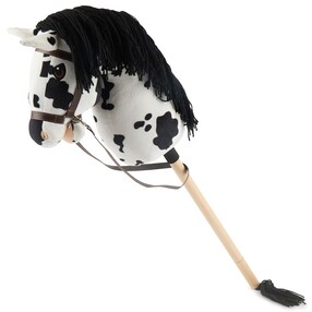 Bieco Hobby Horse Steckenpferd Schecke - Größe M, mit Trense | abnehmbarer Stock & Schweif, für Springreiten, Dressur & Spielen | Hobby Horse Pferde