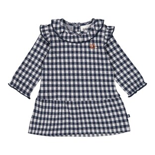 Kleid langarm kariert Rüschenkragen