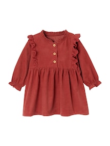 Mädchen Baby Cordkleid mit Volant und Lochstickerei