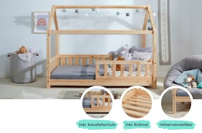 Kinderbett Hausbett "Kay" 80x160 Kiefer natur