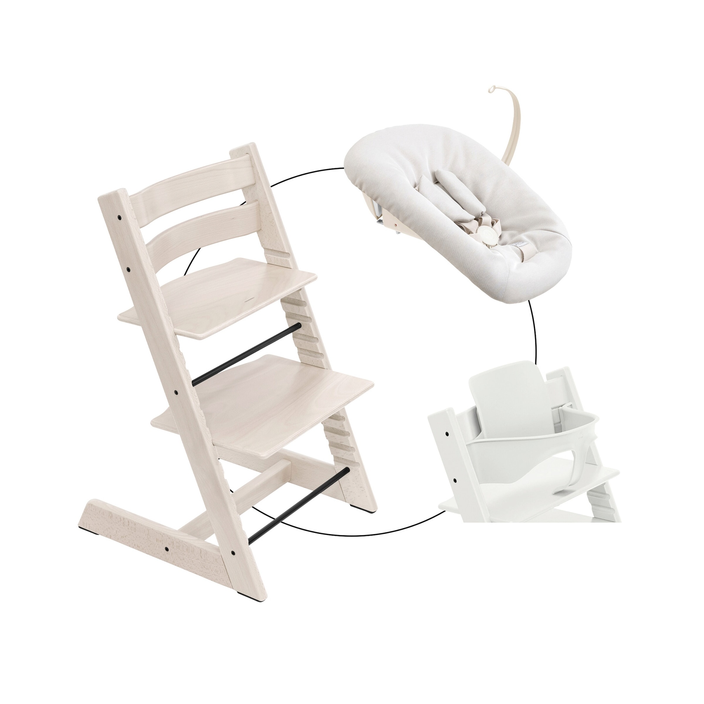 Stokke® Tripp Trapp® Bundle Treppenhochstuhl inklusive Newbornset Vanilla White & Babyset