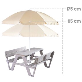 Kindersitzgruppe 'PICKNICK for 4' Outdoor +, mit Lehne, mit Schirm Set  Outdoor +