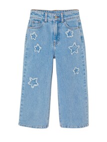 Weite Mädchen Jeans mit Sternen, Bundweite verstellbar