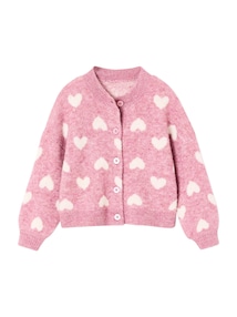 Mädchen Cardigan mit Jacquard-Herzen und Recycling-Polyester