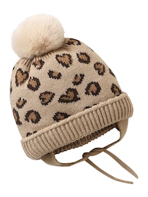 Baby Set: Mütze, Snood und Fäustlinge mit Leoparden-Herz-Muster