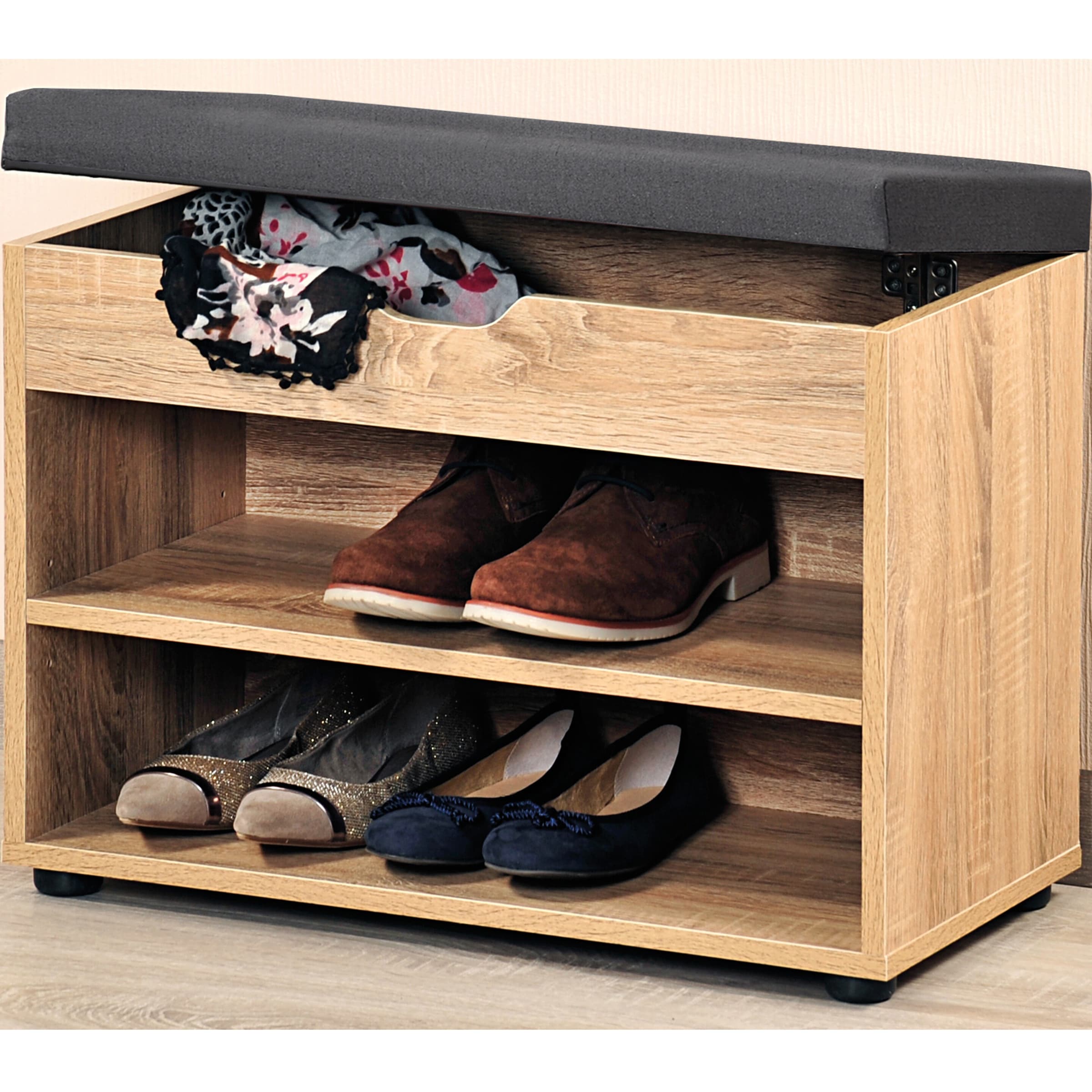 Schuhschrank mit Sitzkissen, 2 Fächer