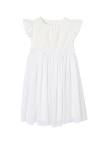 Mädchen Festkleid mit Lochstickereien und Tüllrock
