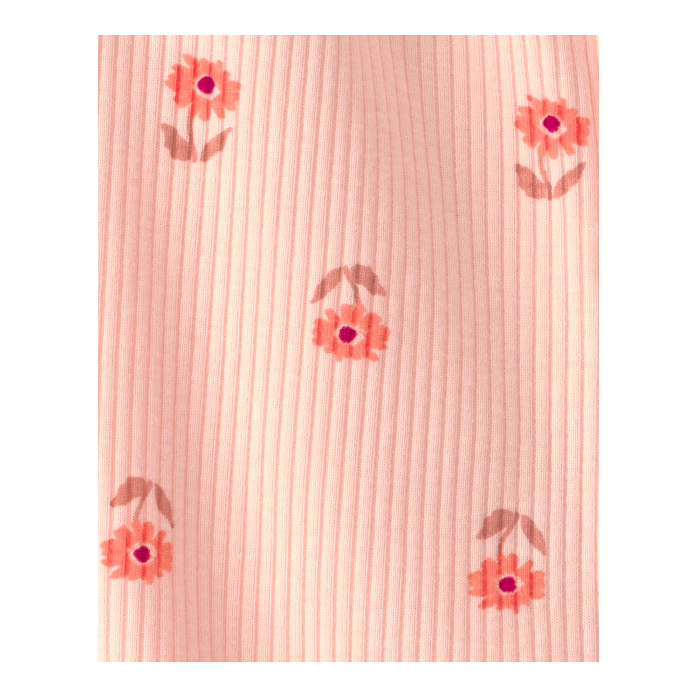 Schlafoverall mit Fuß Blumen Rippqualität