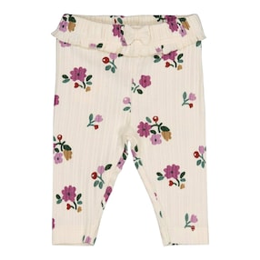 Legging fleurs matière côtelée