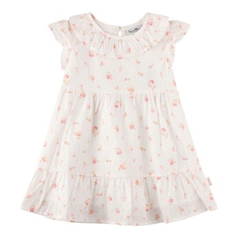 Webkleid Flügelarm Rüschenkragen Blumen