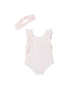 Mädchen Baby-Set: Badeanzug & Haarband