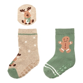 Lot de 2 paires de chaussettes antidérapantes Noël