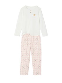 Schlafanzug Mädchen, Hose aus bedruckter Flanell, Dehnbund