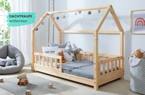Kinderbett Hausbett "Kay" 80x160 Kiefer natur