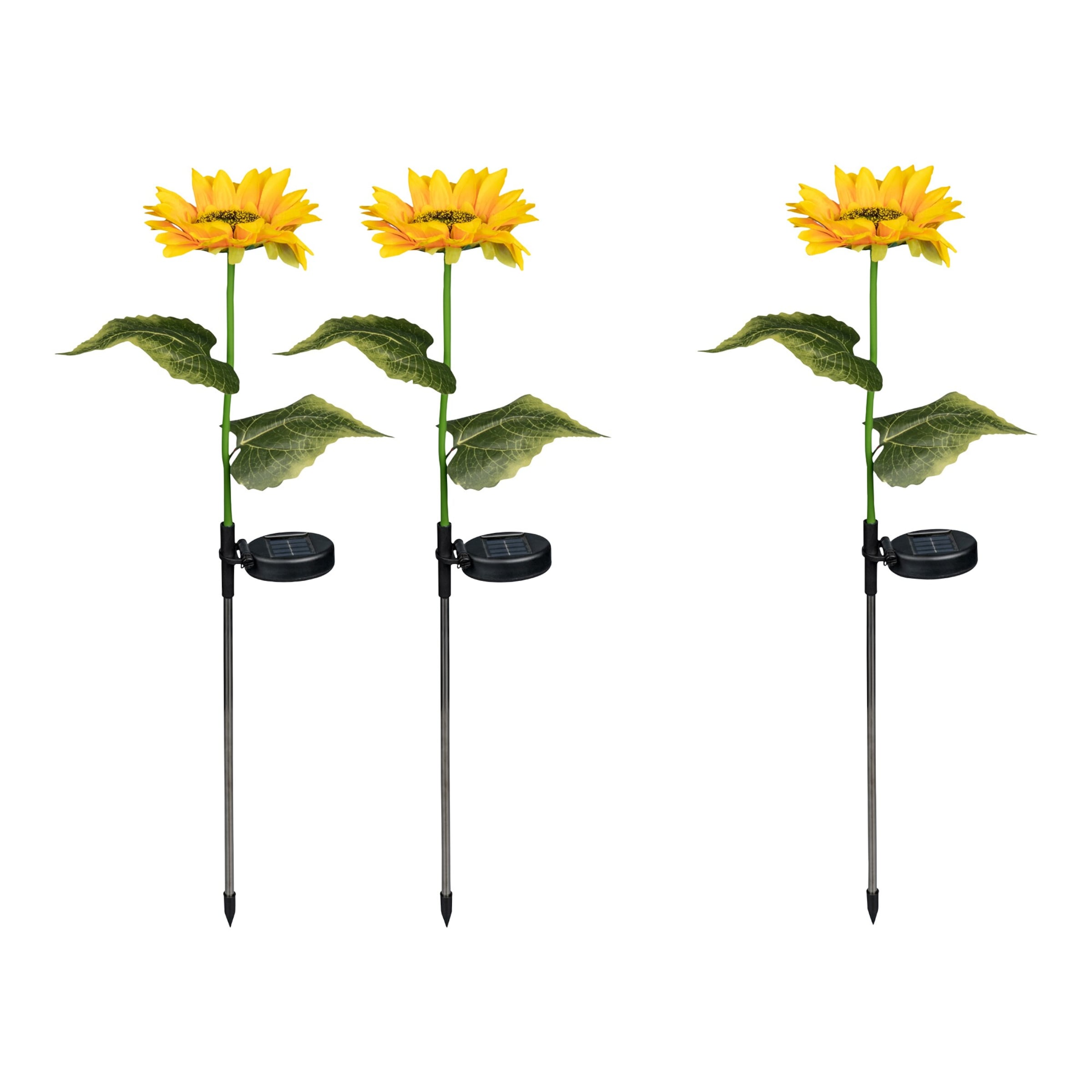 Solar-LED-Gartenstecker „Sonnenblume“, 2 Stück + 1 gratis