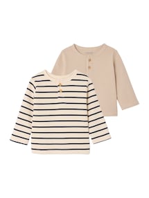 2er-Pack Baby Shirts aus Waffelstrick, lange Ärmel