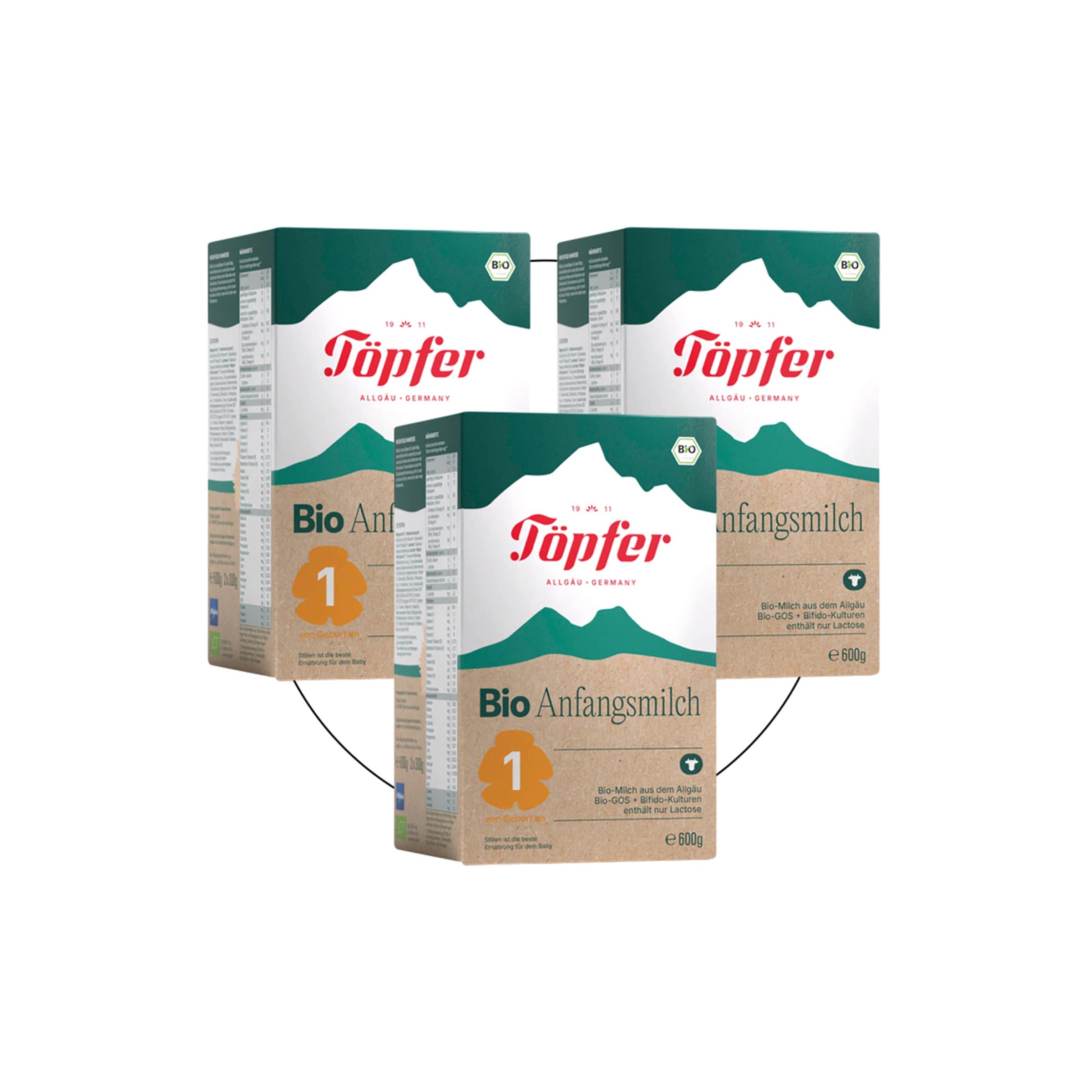 Töpfer 3er Pack Bio Anfangsmilch 1 600 g