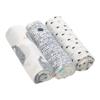 Lot de 3 langes en gaze Soft Swaddle L 80x80 cm