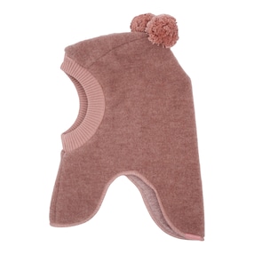 Cagoule en polaire de laine avec pompon