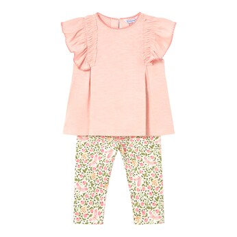2-tlg. Set T-Shirt Flügelarm und Leggings Blumen