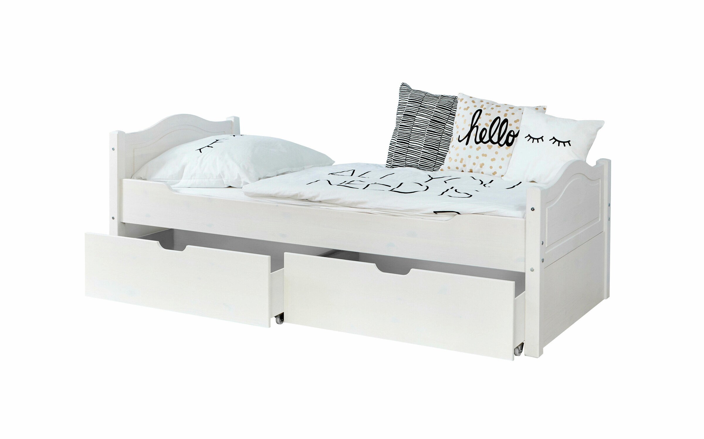 Ticaa Einzelbett "Leni" 90x200 Kiefer Weiß