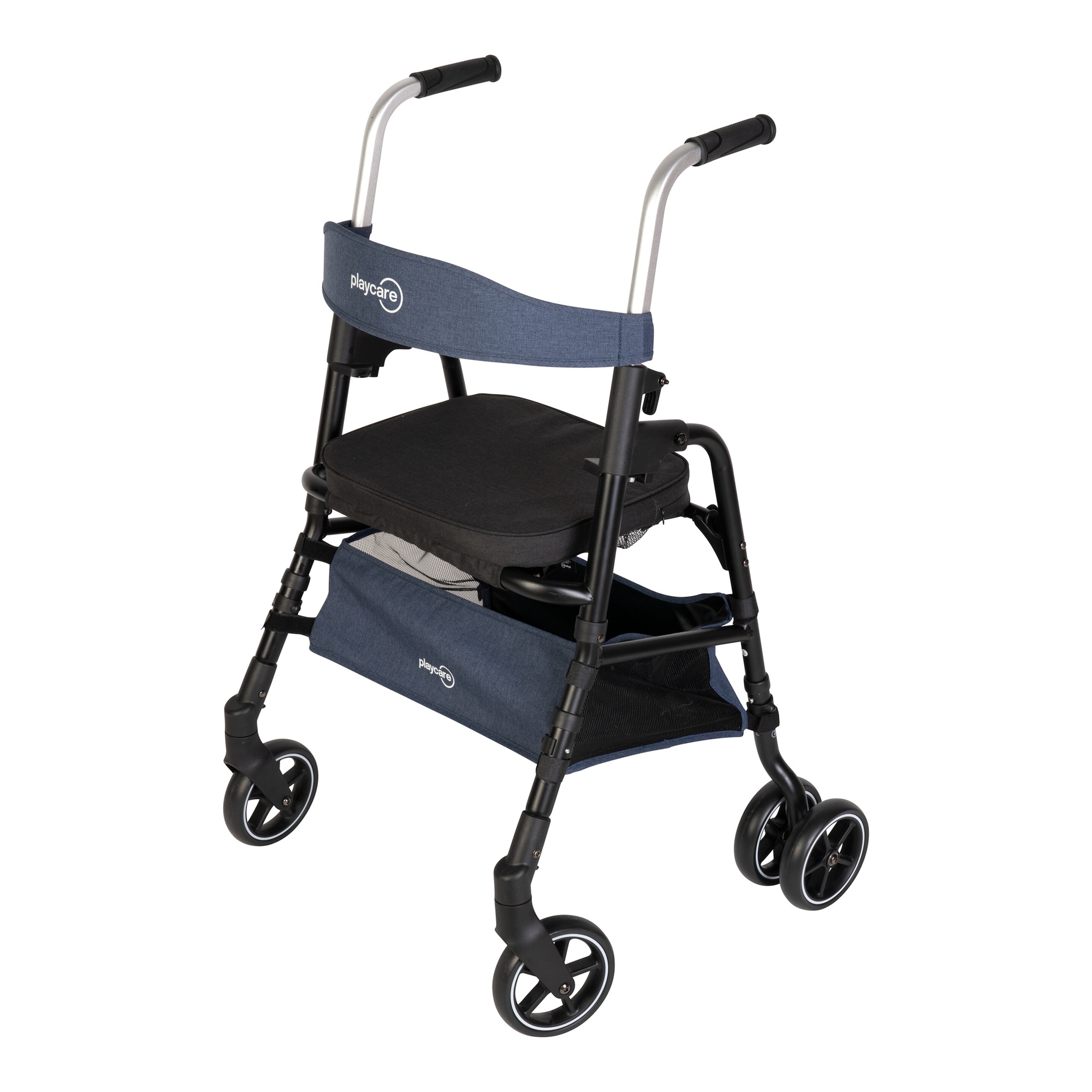 Gehhilfe W05 mit Sitztasche, klappbar blau schwarz