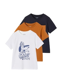 3er-Pack T-Shirts Jungen, Recycling-Baumwolle BASIC
