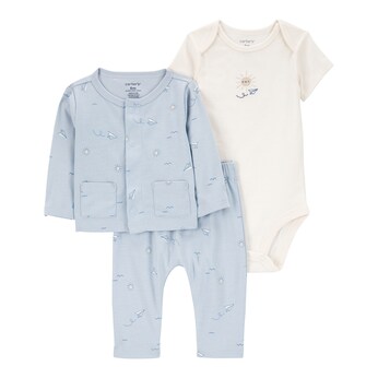 3-tlg. Set Body kurzarm, Sweatjacke und Jogginghose Papierflieger