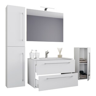 Waschplatz "Badinos" Spiegel 60 cm + Midi- / Hochschrank