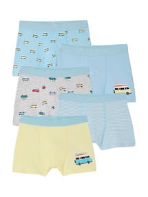 5er-Pack Boxershorts mit Auto-Motiven, Jungen, Bio-Baumwolle