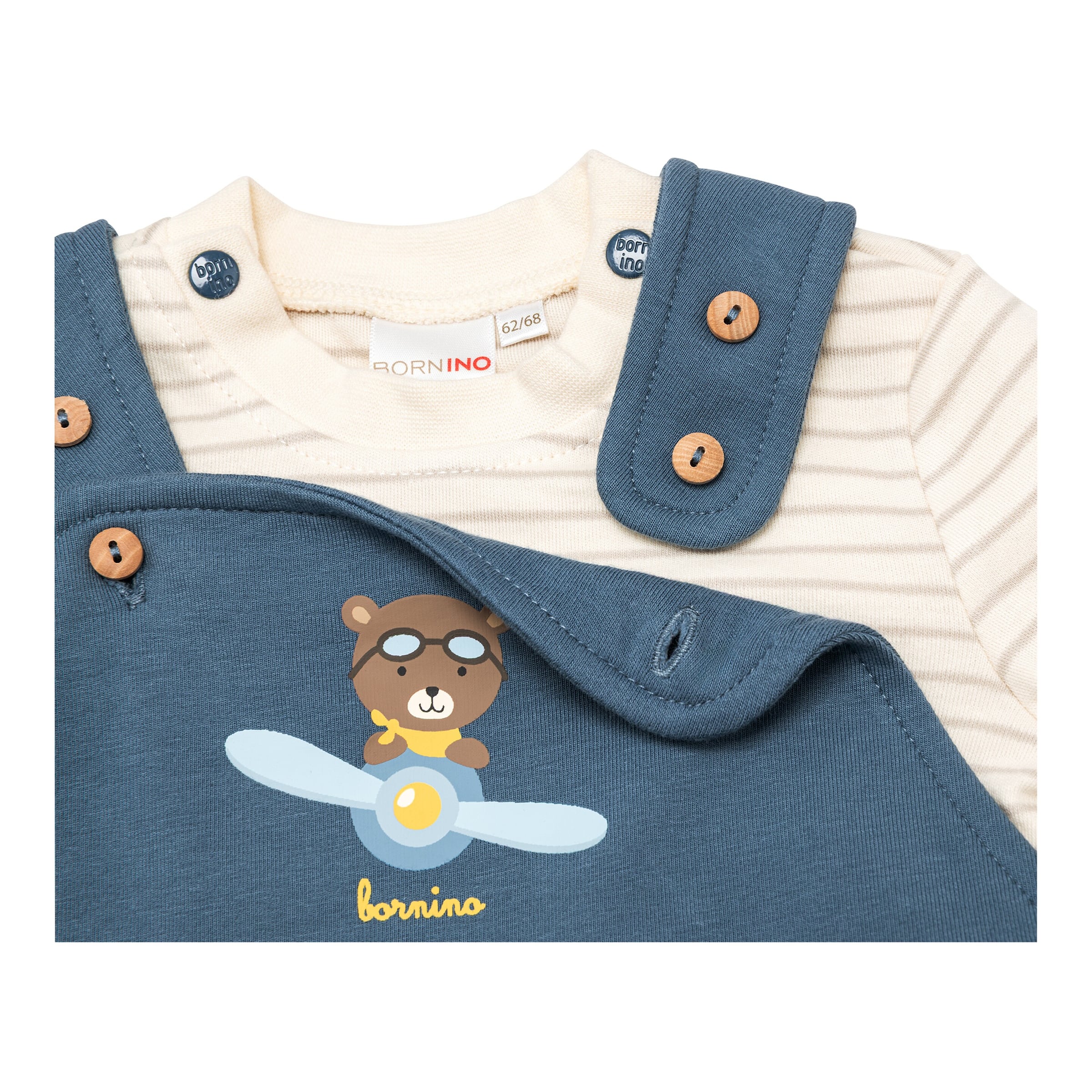 2-tlg. Set Latzhose mit Shirt Ringel Bär