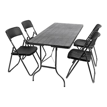 Platzspar-Sitzgruppe „Rattanoptik“, 5-teilig