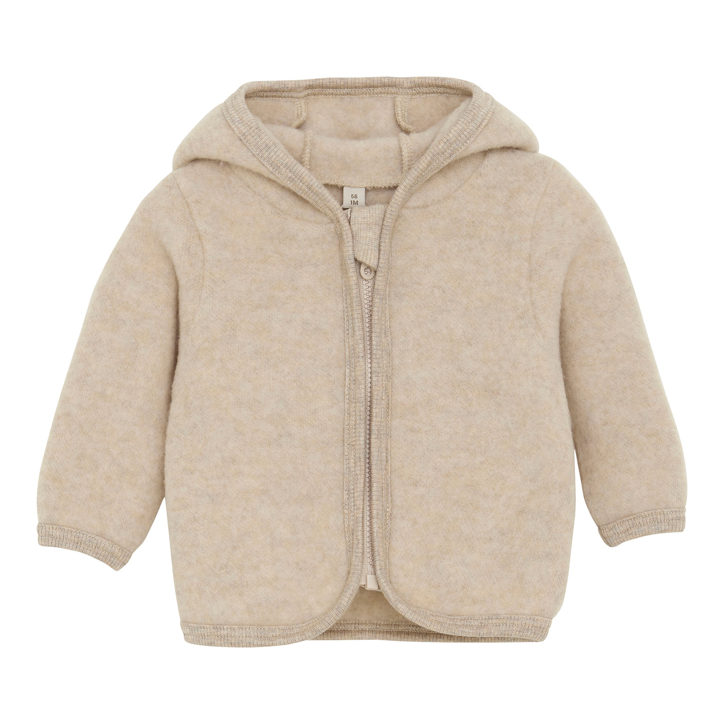 Huttelihut Wollfleece-Jacke Kapuze mit Ohren aus Merinowolle