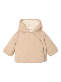 Baby Steppjacke mit Blumensteppung und Kunstfellfutter