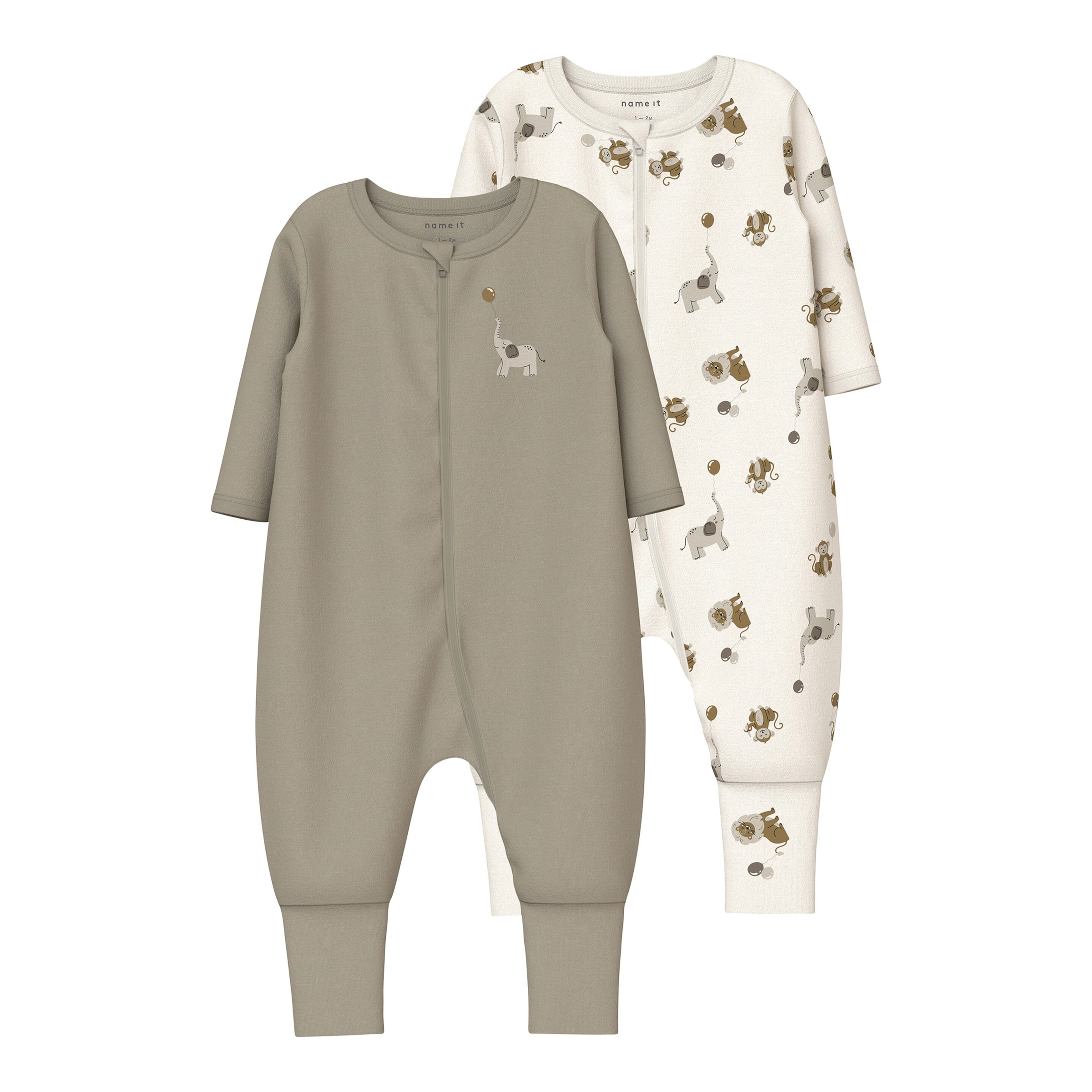 Name It 2er-Pack Schlafoveralls mit Klappfuß Tiere