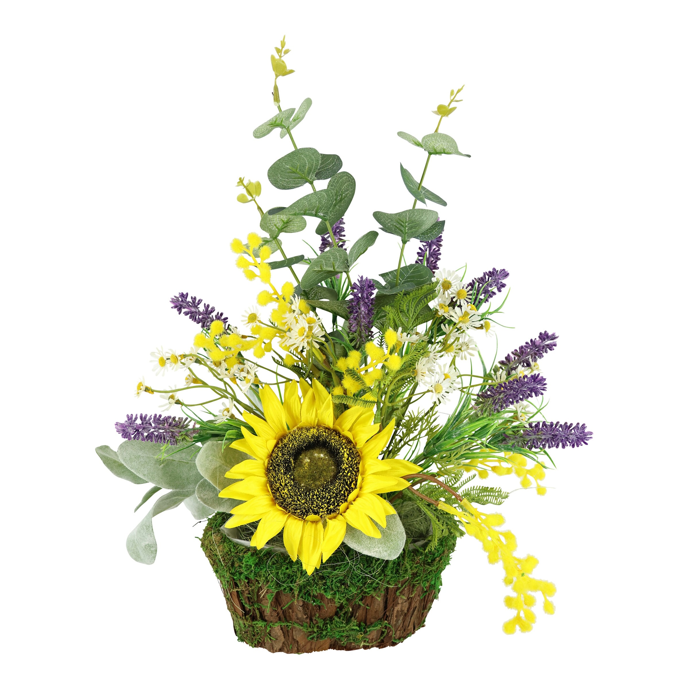 Kunstblumengesteck "Sonnenblumen mit Lavendel"
