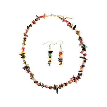 Sieradenset oorbellen & ketting “Toermalijn”, 3-delig