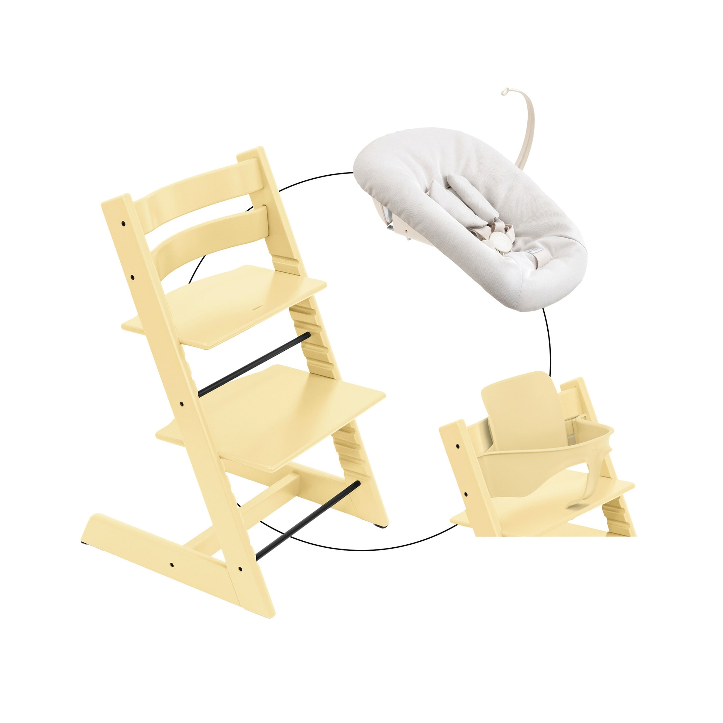 Stokke® Tripp Trapp® Bundle Treppenhochstuhl inklusive Newbornset Vanilla White & Babyset