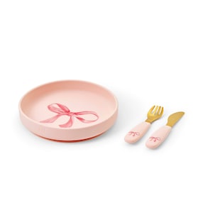 Teller und Besteck, 3 Teile - Rosy Bow