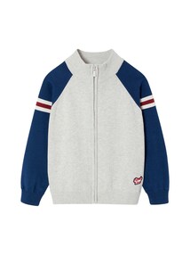 Strickjacke mit Stehkragen und Kontrast-Details Jungen
