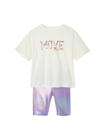 Mädchen Sport-Set: T-Shirt & Radlerhose mit Glanzeffekt