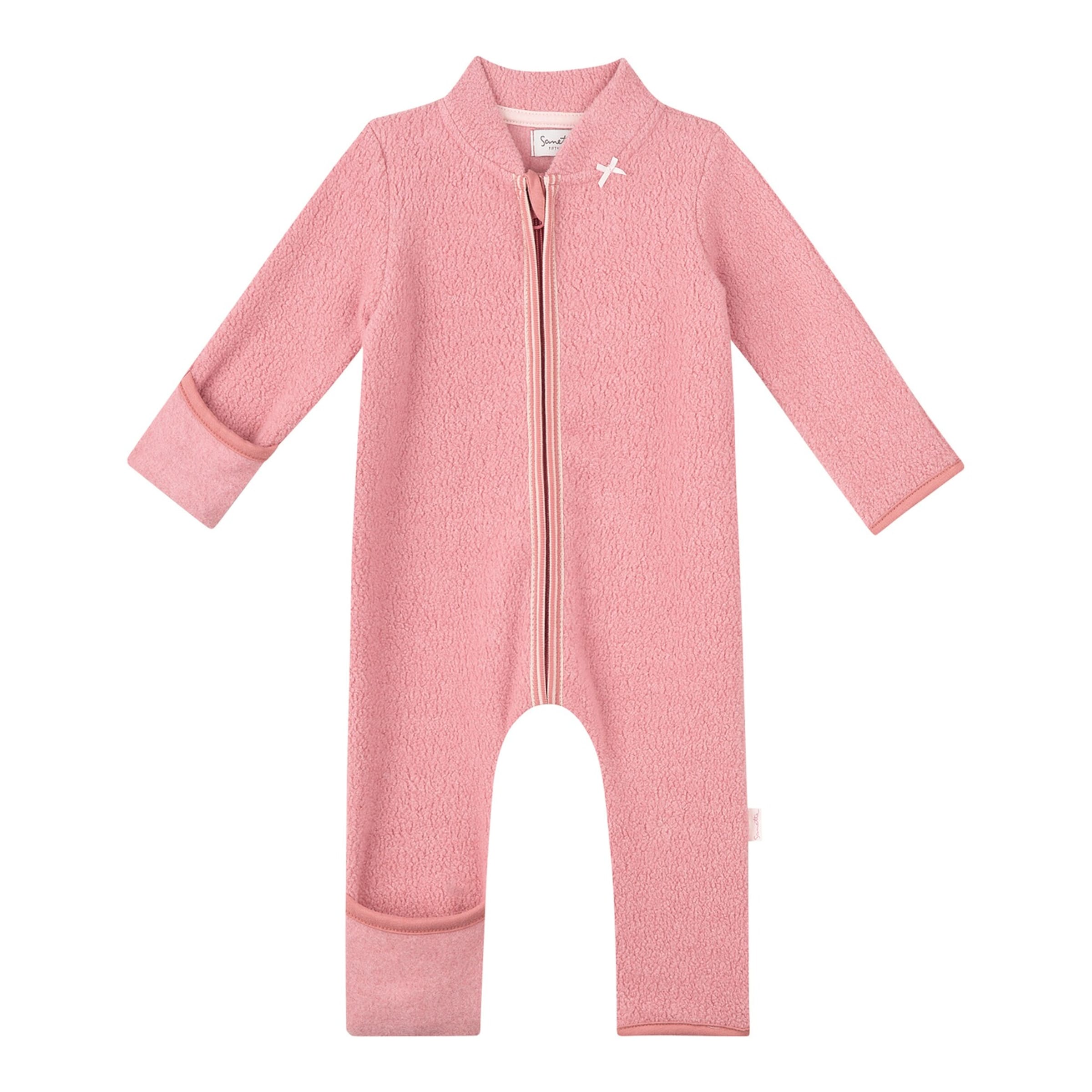Sanetta Baby-Mädchen Strampler Overall Rosa - Baumwollmix Schlafanzug