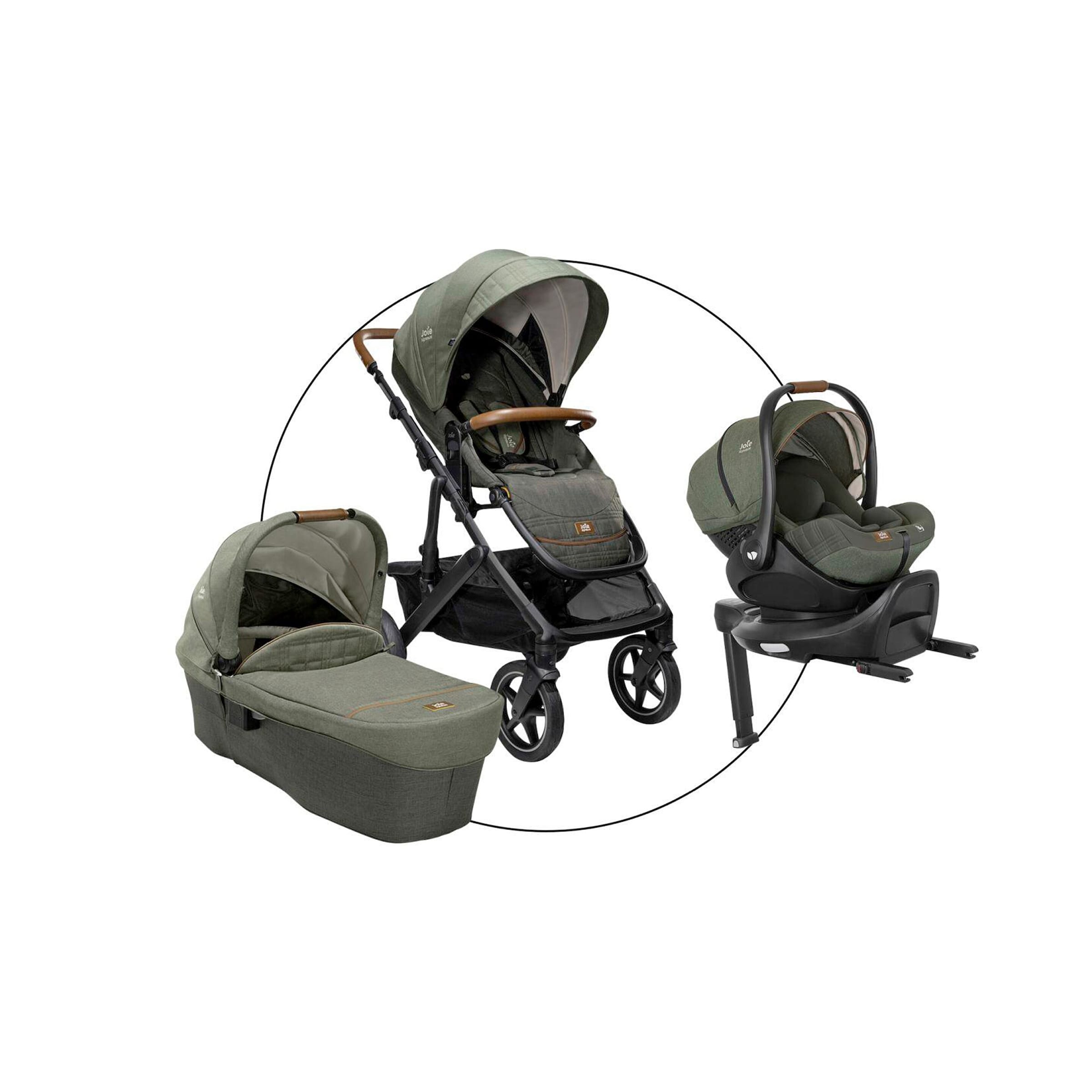 Joie Ensemble poussette combinee Vinca avec coque auto i Level Recline et base Isofix Encore pine