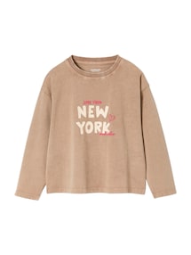 Shirt mit New-York-Motiv und fluoreszierenden Details, Mädchen